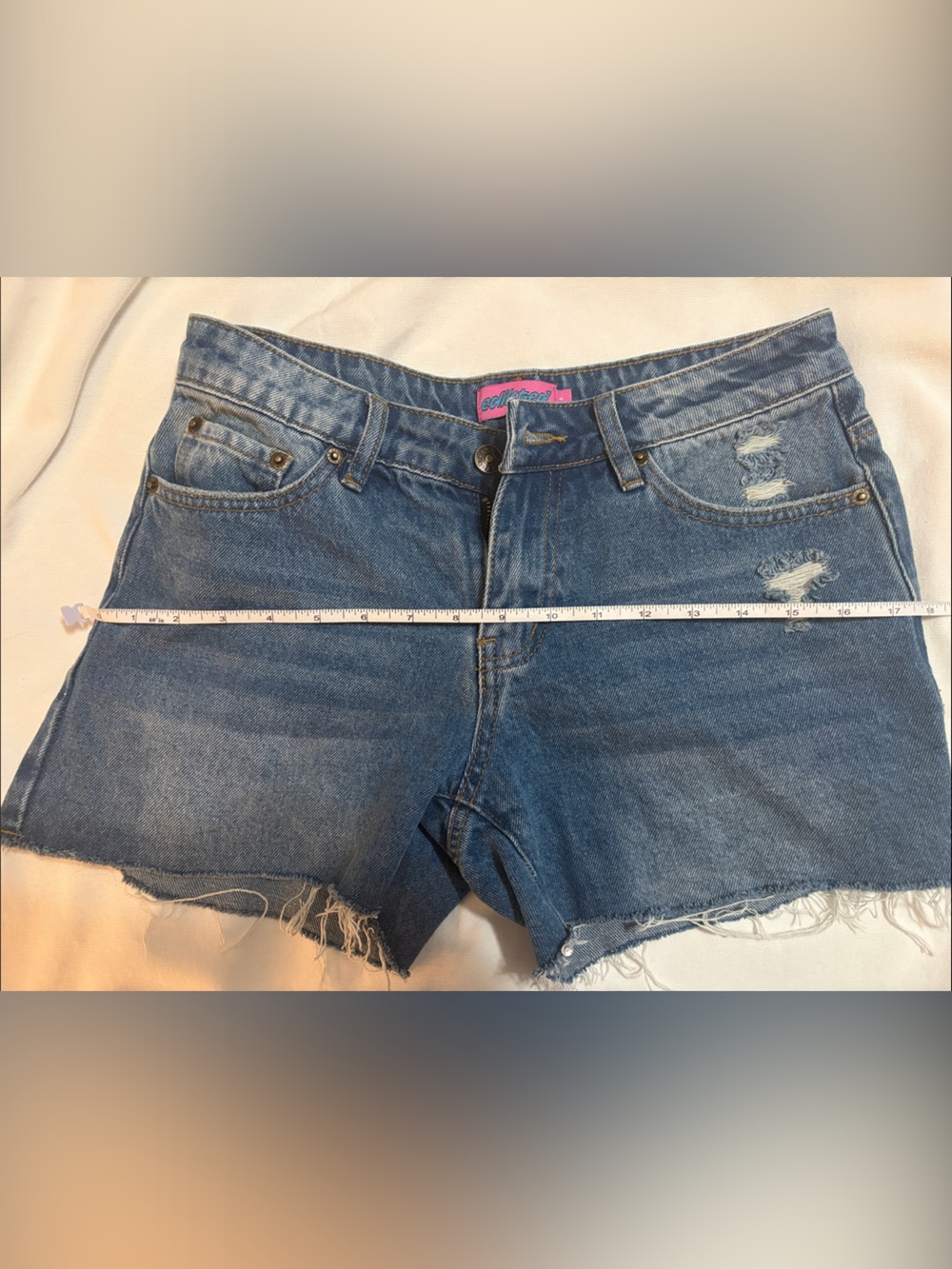 Edikted Blue Distressed Denim Cutoff Shorts